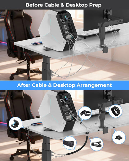 Cable Management Organizer Kit, Desk Cable Organizer, Cable Management Under Desk, Wire Management and Cord Organizer for Home, Office, Standing Desk