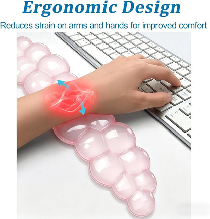 Clear Gel Wrist Rest for Keyboard, Keyboard Wrist Rest for Typing Pain Relief, Ergonomic Keyboard Arm Rest, Suitable for Office, Gaming, Computer, Laptop - Pink