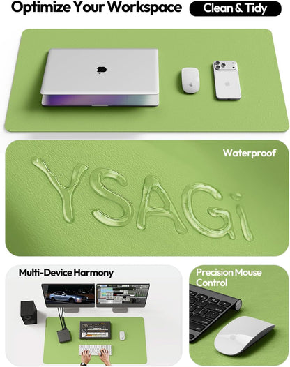 YSAGi Leather Desk Protector, Office Mat, Large Mouse Mat, Non-Slip PU Leather Blotter, Laptop Pad, Waterproof Writing Pad for Office and Home (Light Pink, 23.6" x 13.8") - Colors B