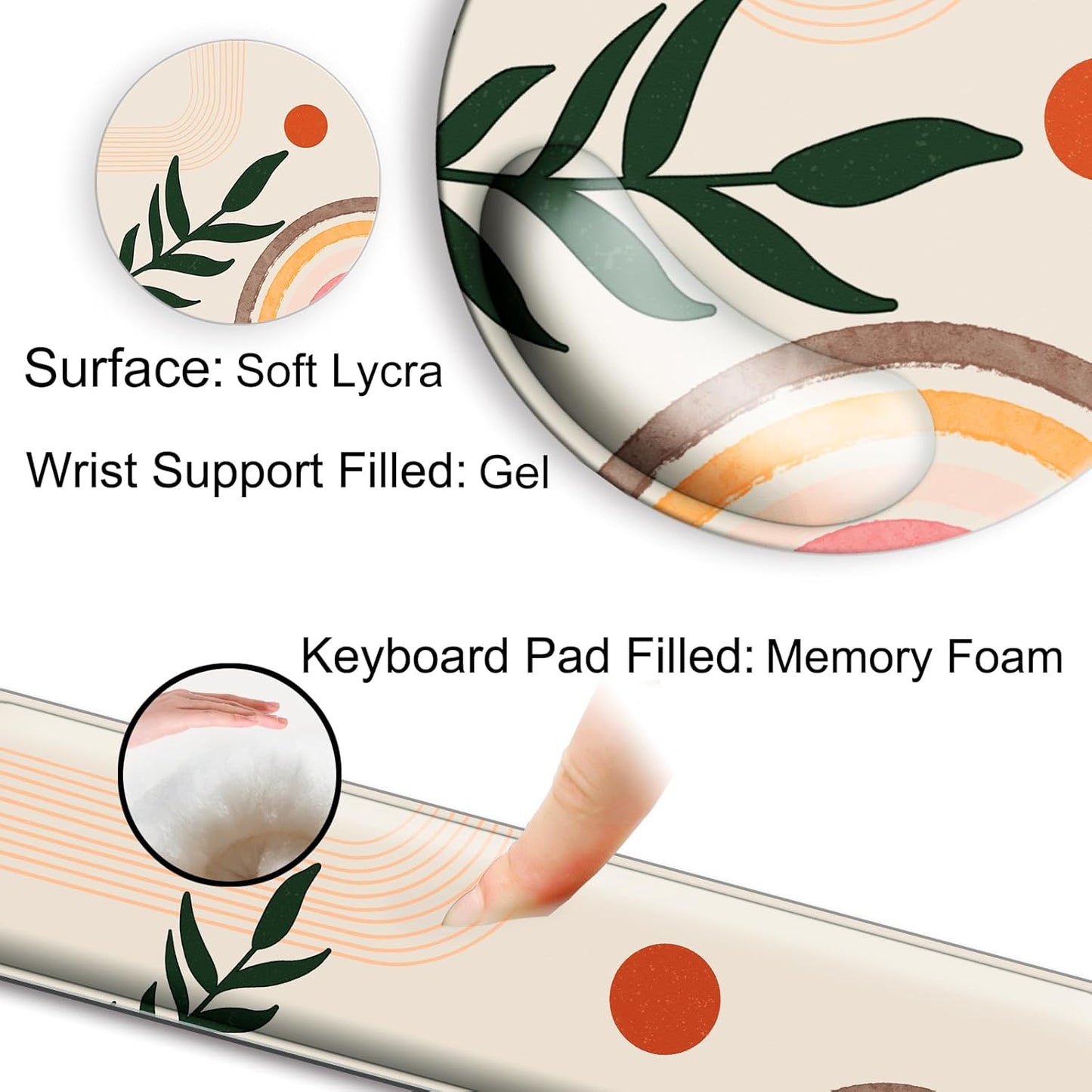 Mouse Pad and Keyboard Wrist Rest Support, with Non-Slip PU Base,Gel Mouse Pad with Coaster,Pain Relief for Gaming, Computer,Office -Beach