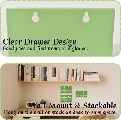 Small Drawer Organizer for Desk, 7.1" x 3.8" x 4.6" Mini Desktop Drawer Organizer with 9 Clear Drawers, Compact Craft & Office Supplies Organizer for Home School (Pink)