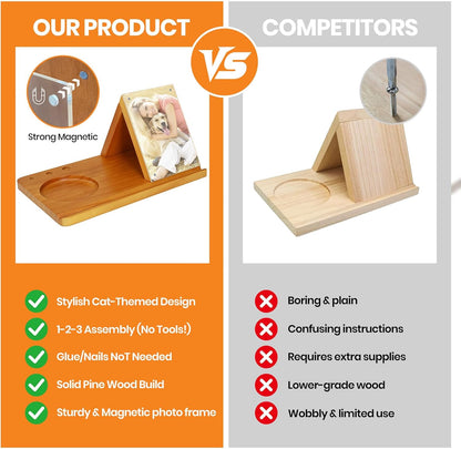 Wood Desktop Book Stand for Reading Rest Birthday and Mothers Day Gifts, Book Page Holder Thumb Bookmark,Magnet Couple Photo or Note, Book Accessories, Triangle Book Nook with Cup for Book Lovers
