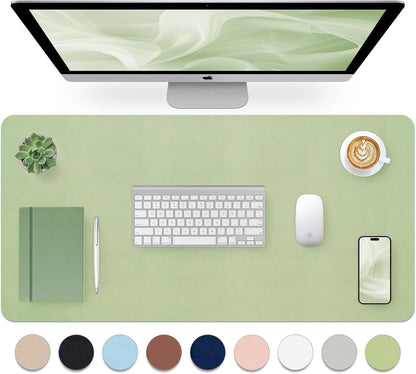 Bloss Leather Desk Pad and Keyboard Wrist Rest, Large Mouse Pad + Keyboard Pad+Mouse Wrist Support, Non-Slip Desk Mat Protector for Office, Home(31.5×15.7 Inches,Beige)