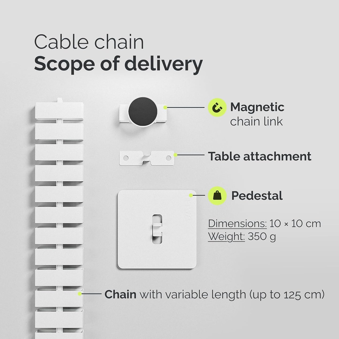 VALU Cable Management Spine – 49 Inch Cable Organizer for Height-Adjustable & Fixed Desks – Sturdy & Flexible with Magnetic Link – Cord Management System Under Desk with Steel Base & Non-Slip Pads
