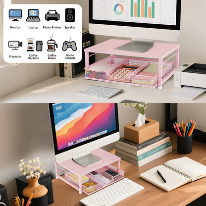 Small Laptop Stand for Desk, Monitor Stand Riser, Office Desk Accessories, Computer Desktop Stand with Drawer for Home, Office, School (Mint Green)
