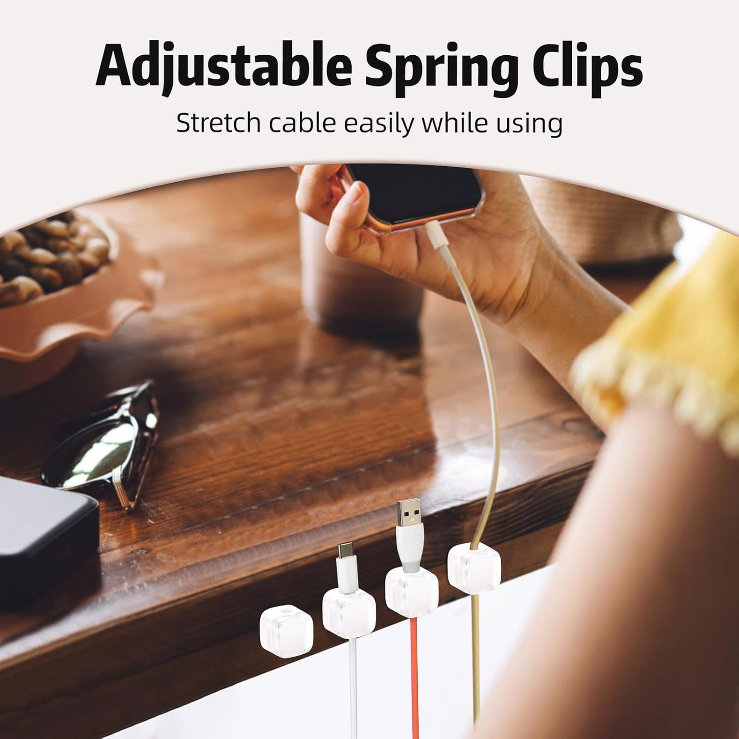 Magnetic Cable Clips Cord Organizer Holder, 6 Pack Adhesive Wire Holder Keeper Organizer USB Charging Cable Storage Holder for Home Office Phone Car Wall Desktop Nightstand Kitchen (Black)