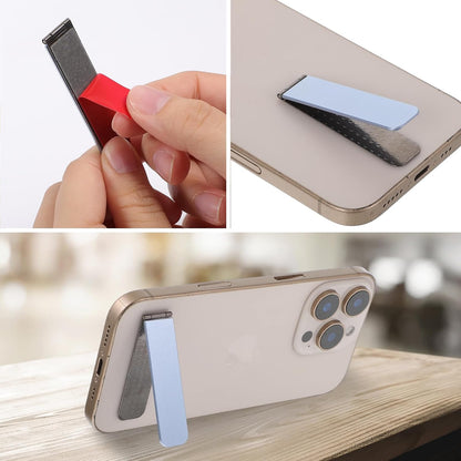 TIESOME Ultra-Thin Cell Phone Holder, Adjustable Mini Alloy Phone Kickstand Portable Foldable Phone Stand Adjustable Angle for Mobile Phone Tablet Universal Model (Blue)