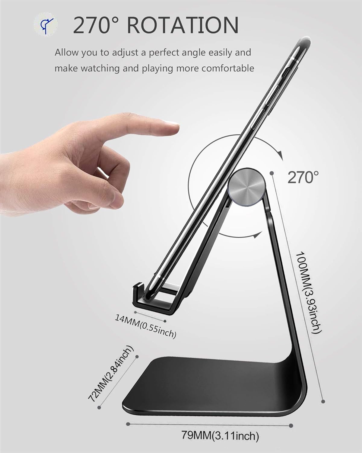 CreaDream Adjustable Cell Phone Stand, Phone Stand, Cradle, Dock, Holder, Aluminum Desktop Stand Compatible with Phone 16 15 14 13 12 11 Pro Max Plus SE, Accessories Desk, All Mobile Phones-Rose Gold