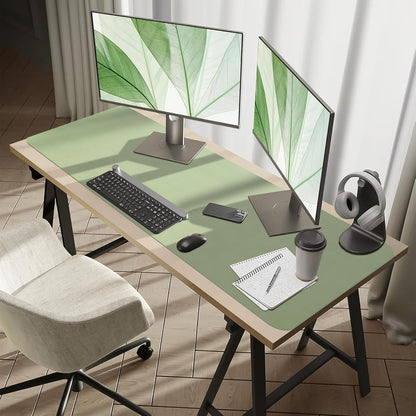 Bloss Leather Desk Pad and Keyboard Wrist Rest, Large Mouse Pad + Keyboard Pad+Mouse Wrist Support, Non-Slip Desk Mat Protector for Office, Home(31.5×15.7 Inches,Beige)