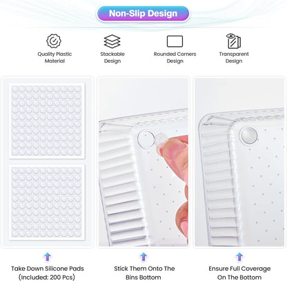 15 PCS Clear Plastic Drawer Organizer Set - 4 Sizes Makeup Organizer Desk Drawer Divider Bathroom Organizers and Storage Bins for Makeup, Jewelry, Gadgets, Office, Kitchen, Bedroom, Bathroom