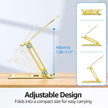 Urmust Laptop Notebook Stand Holder Adjustable Laptop Stand Portable Computer Riser Compatible with MacBook Air Pro HP Dell XPS Lenovo All Laptops 10-15.6"(Rose Gold)