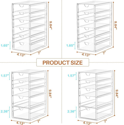 ARSTPEOE Makeup Acrylic Organizer with 17 Drawers(4 Sets), Desk Organizers and Accessories, Clear Makeup Organizer, Dustproof Storage Drawers for Office Art Craft Supplies