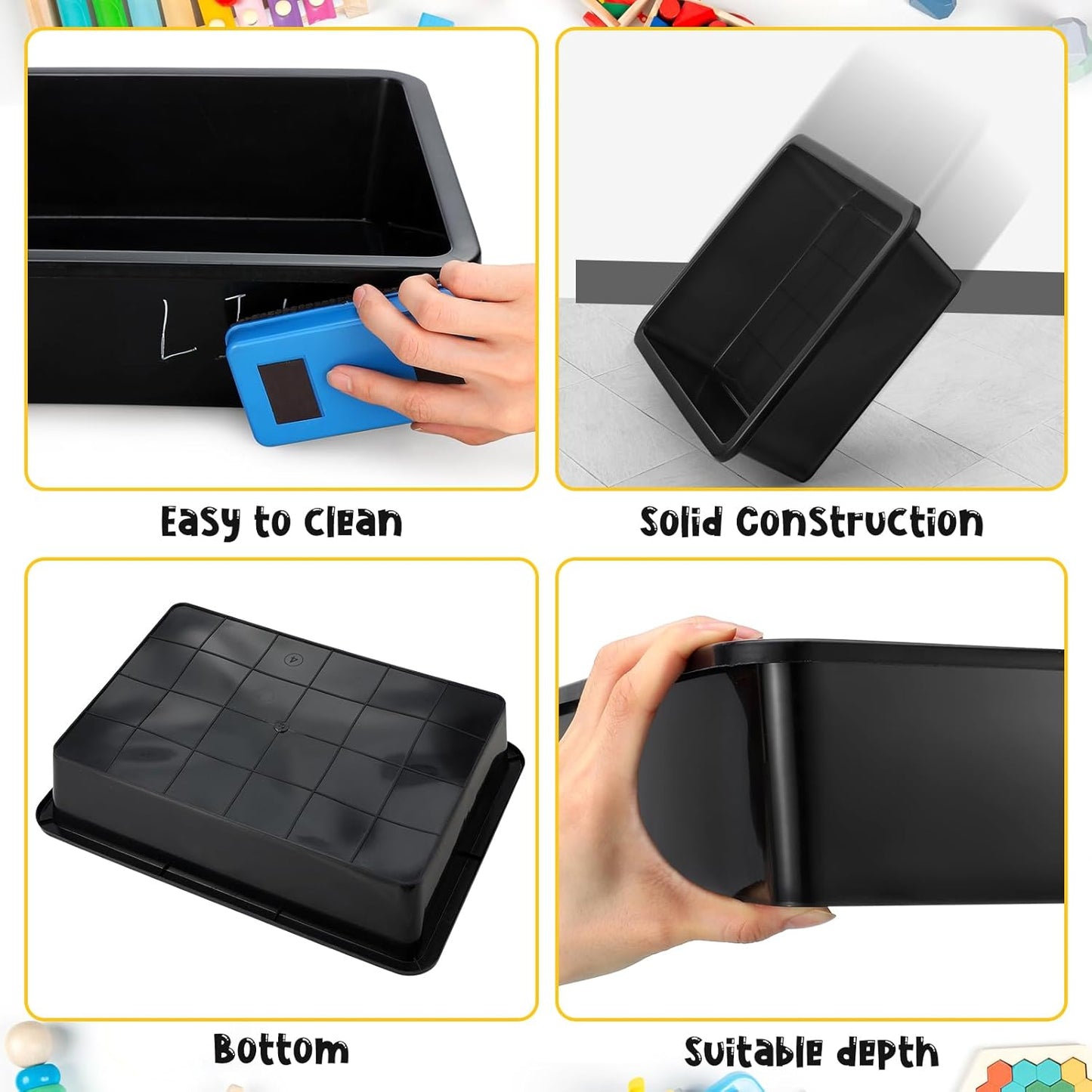 Hoteam 10 Pcs Flat Storage Organizer Tray Bin Paper Tray for Classroom Plastic Stackable File Organizer for School Office Teacher Book Organization(Clear,13.78 x 9.84 x 3.15 Inch)