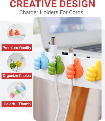 36 Pack Creative Silicone Thumb Wall Hook - Multifunction Adhesive Cable Clip - Self Adhesive Hooks for Cable Organization - Self Adhesive Thumb Cable Organizer Clips Key Hanger, 9 Colors