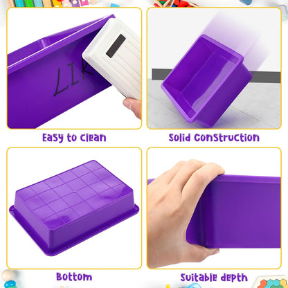 Hoteam 10 Pcs Flat Storage Organizer Tray Bin Paper Tray for Classroom Plastic Stackable File Organizer for School Office Teacher Book Organization(Clear,13.78 x 9.84 x 3.15 Inch)