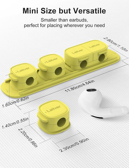 6 Pack Magnetic Cable Clips [1s Open/Lock], Laitver Cord Organizer Holder Strong Adhesive Desk Cable Management- Organize Charging Cords Neatly for Home, Office, Car,Desk, Nightstand