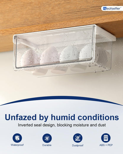 Hanging Cabinet Organizer – 33° Tilted Under Desk Drawer & Bathroom Storage – Self-Adhesive Clear Pull-Out Bins for Kitchen, Office & Vanity (Medium)