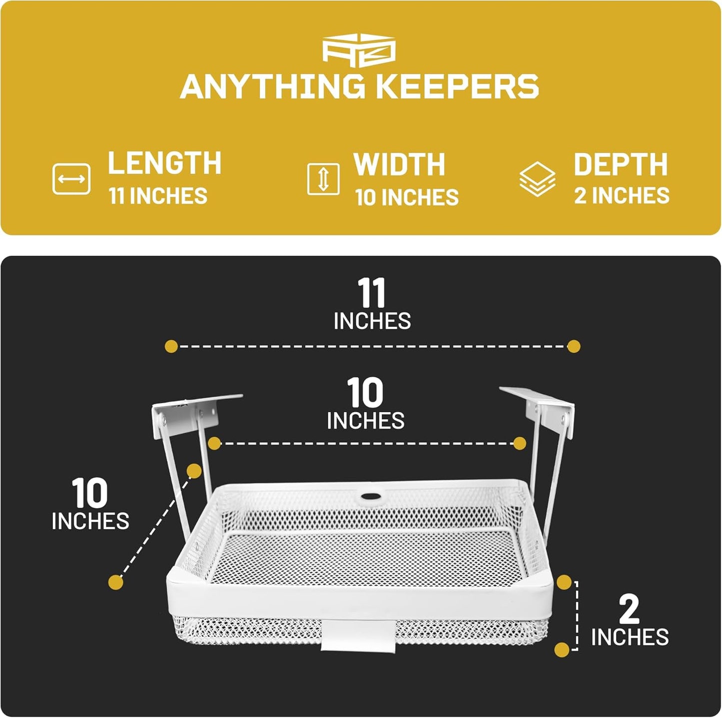KEEPERS - Under Desk Drawer Slide Out – Metal Under Desk Storage Drawer for Office, Home, RV, Kitchen – Slim Under Table Attachment with Easy DIY Mount - Under Desk Organizer - Fits in 11x10x2In