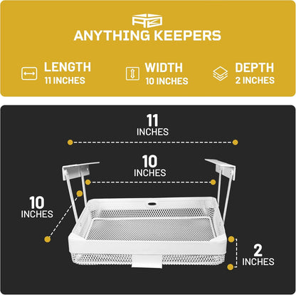 KEEPERS - Under Desk Drawer Slide Out – Metal Under Desk Storage Drawer for Office, Home, RV, Kitchen – Slim Under Table Attachment with Easy DIY Mount - Under Desk Organizer - Fits in 11x10x2In