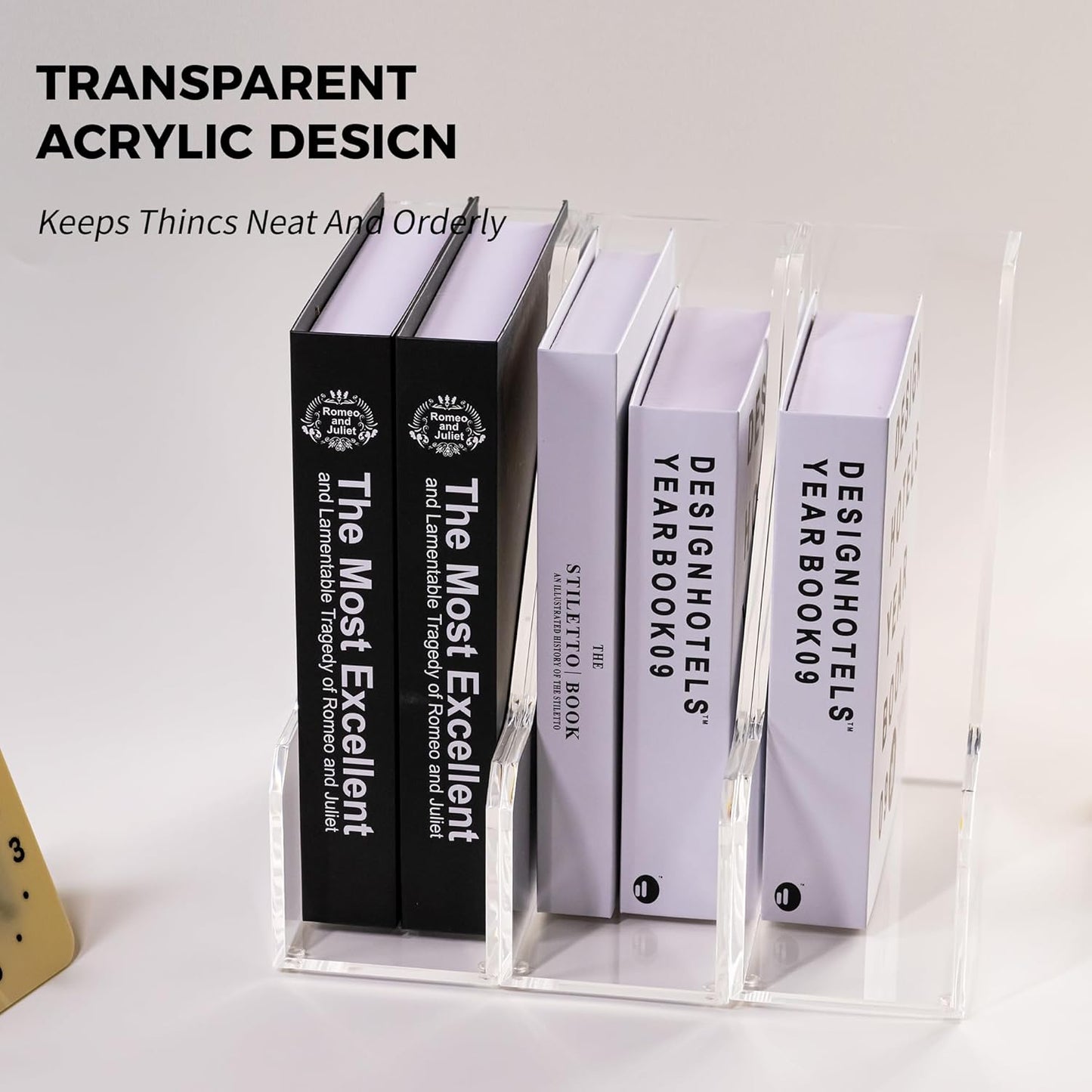 Magazine Holder - Acrylic File Holder and Desk Organizer, Clear Bookend File Sorter, Acrylic Book Organizer and Storage Box for Documents, Magazine Holder Rack for Classroom, Home, and Office