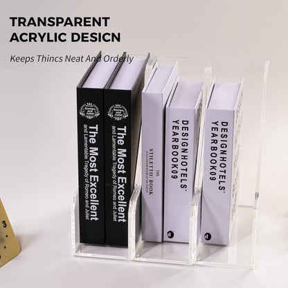 Magazine Holder - Acrylic File Holder and Desk Organizer, Clear Bookend File Sorter, Acrylic Book Organizer and Storage Box for Documents, Magazine Holder Rack for Classroom, Home, and Office