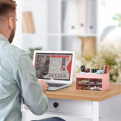 LETURE Desktop Organizer with Drawer, Accessories Stationary Organizer Desk Caddy, Pen/Pencil/Business Card/Sticky Note Tray/Paperclip Holder Storage Box (White)