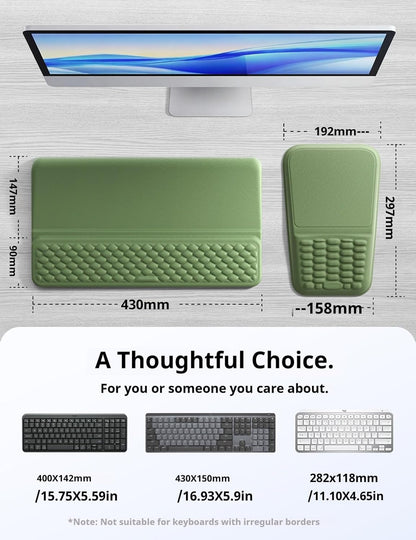 Vaydeer Keyboard Stand and Mouse Pad Set with Wrist Rest, Soft Memory Foam Wrist Support, Ergonomic Wrist Cushion for Desk, Relieves Carpal Tunnel Pain, Palm Hand Typing for Office, Home, Gaming