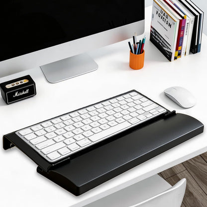 Acrylic Keyboard Stand w/Silicone Wrist Rest 4-Level Height Adjustment, Ergonomic 16.9 x 5.7 inches Computer Keyboard Riser for Easy Typing Office, Gaming, and Home Desks Black