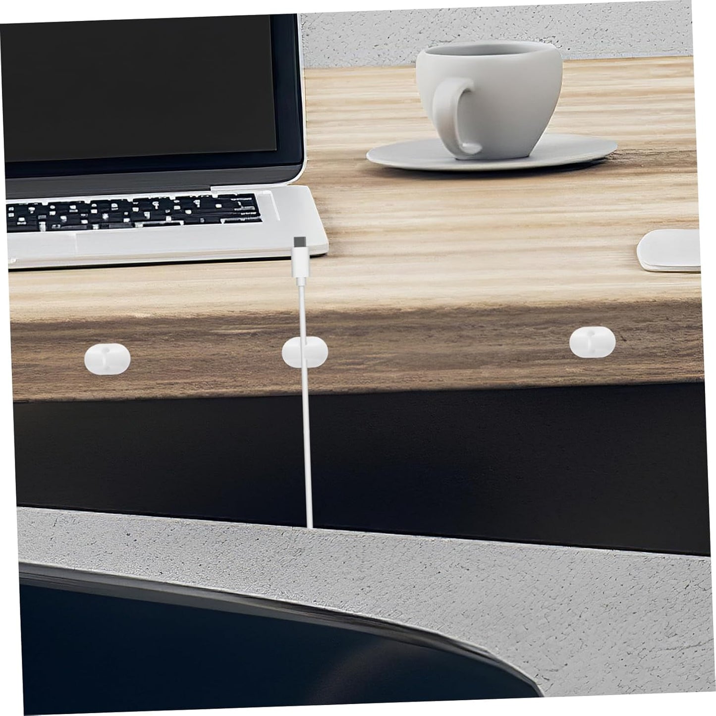 NUOBESTY 6pcs Silicone Cable Holder Clips Adhesive Wire Organizer for Desk Wall Car and Nightstand Efficient to Prevent White