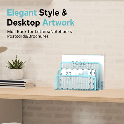 SUPEASY Mail Organizer for Desk, Mesh Metal Mail Holder Countertop with 3-Slot, Letter Sorter File Holder, Office Envelope Organizer for Mails (Black)