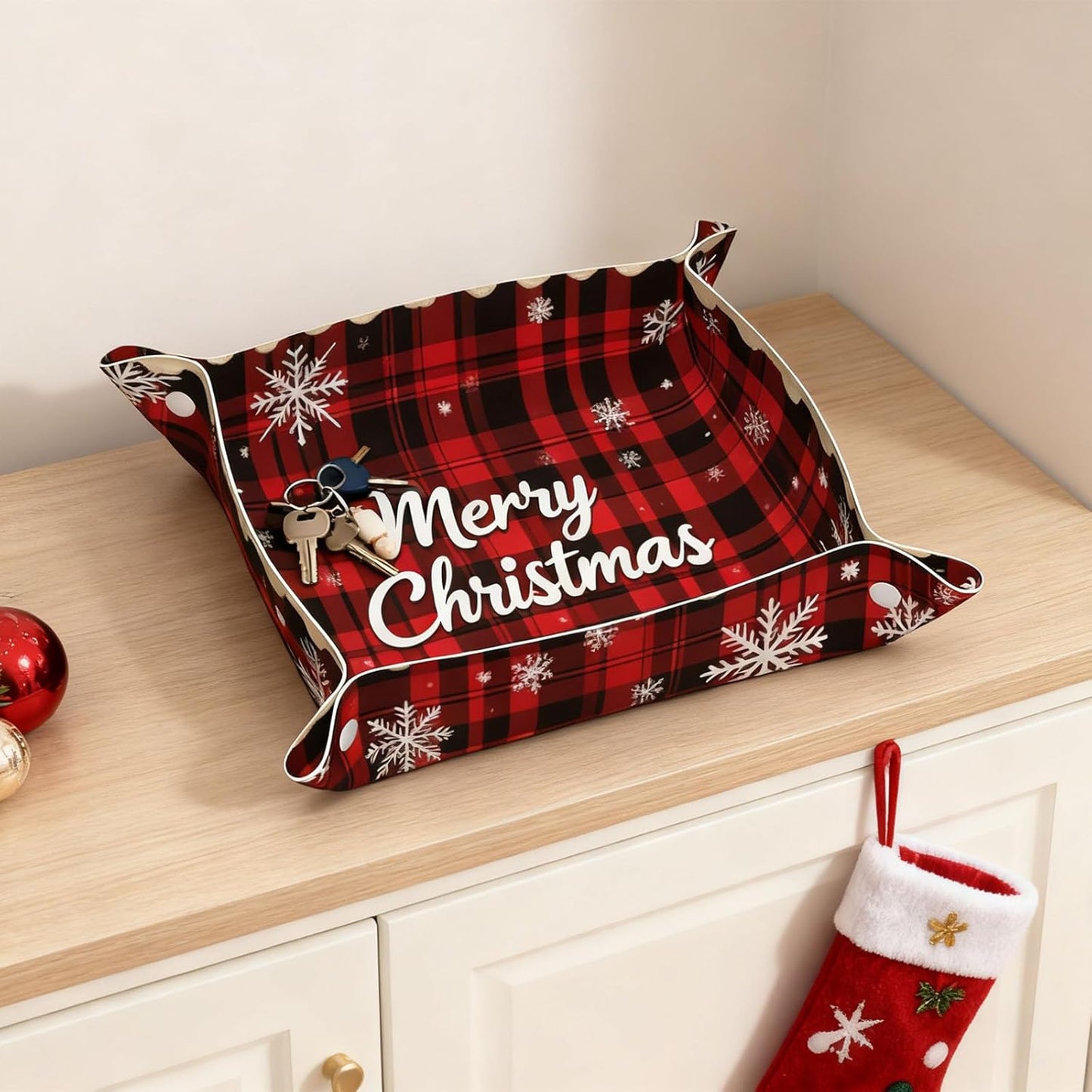 Tray Leather Valet Tray Forest Tree Reindeer Catchall Trays Key Organizer Night Stand Organizer Bedside Vanity Trays Decor for Entryway Table