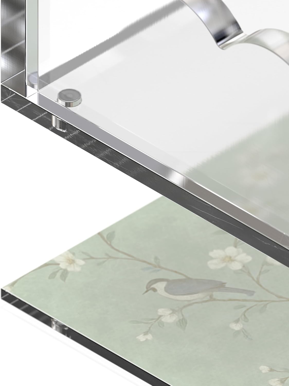 GRAHAM DESIGN 8x8 Scalloped Acrylic Tray with Magnetic Mat – Clear Decorative Photo Display Tray & Jewelry Organizer, Anti-Slip Vanity Tray for Home Office Desk Decor, Modern Gift