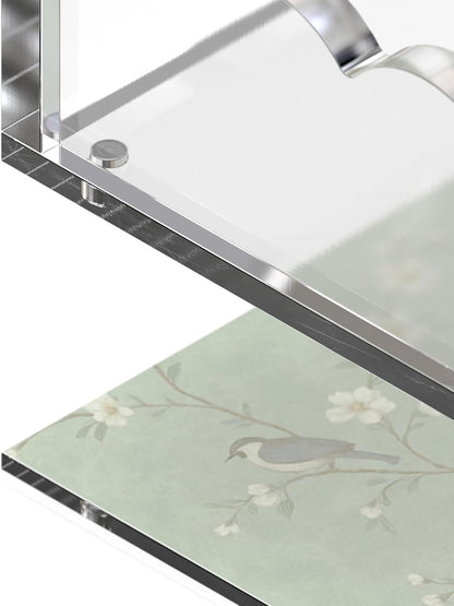 GRAHAM DESIGN 8x8 Scalloped Acrylic Tray with Magnetic Mat – Clear Decorative Photo Display Tray & Jewelry Organizer, Anti-Slip Vanity Tray for Home Office Desk Decor, Modern Gift