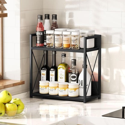 Giikin Countertop Shelf Organizer, 2 Tier Kitchen Spice Rack Organizer for Countertop, Wood Coffee Counter Shelf Organizer for Home (Bamboo, S)