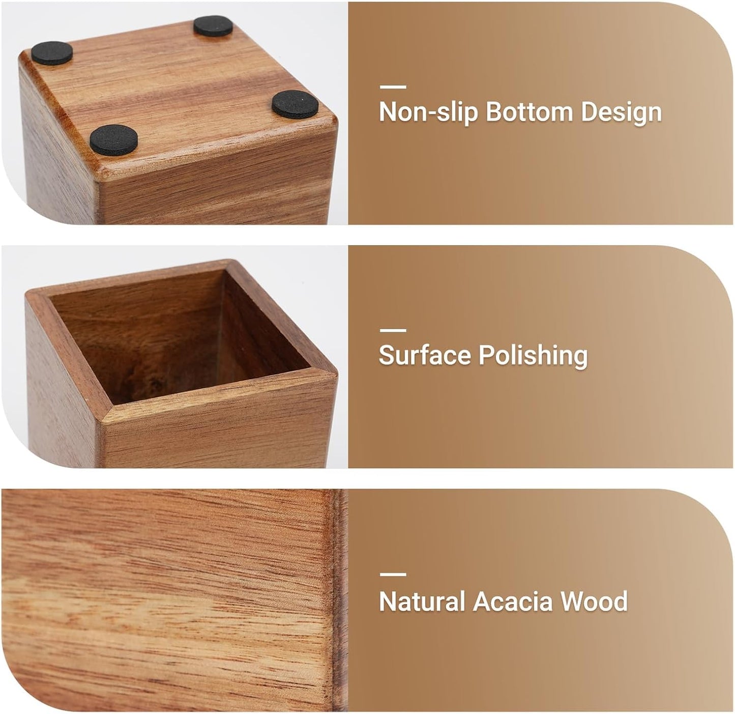 RAWILL 3 PCS Black Wooden Desk Organizer Set Pine Wood Office Desk Accessories with Pen Holder, Paperclip Storage and Sticky Note Holder, Wood Grain Clear, Ideal Gift for Office and Family