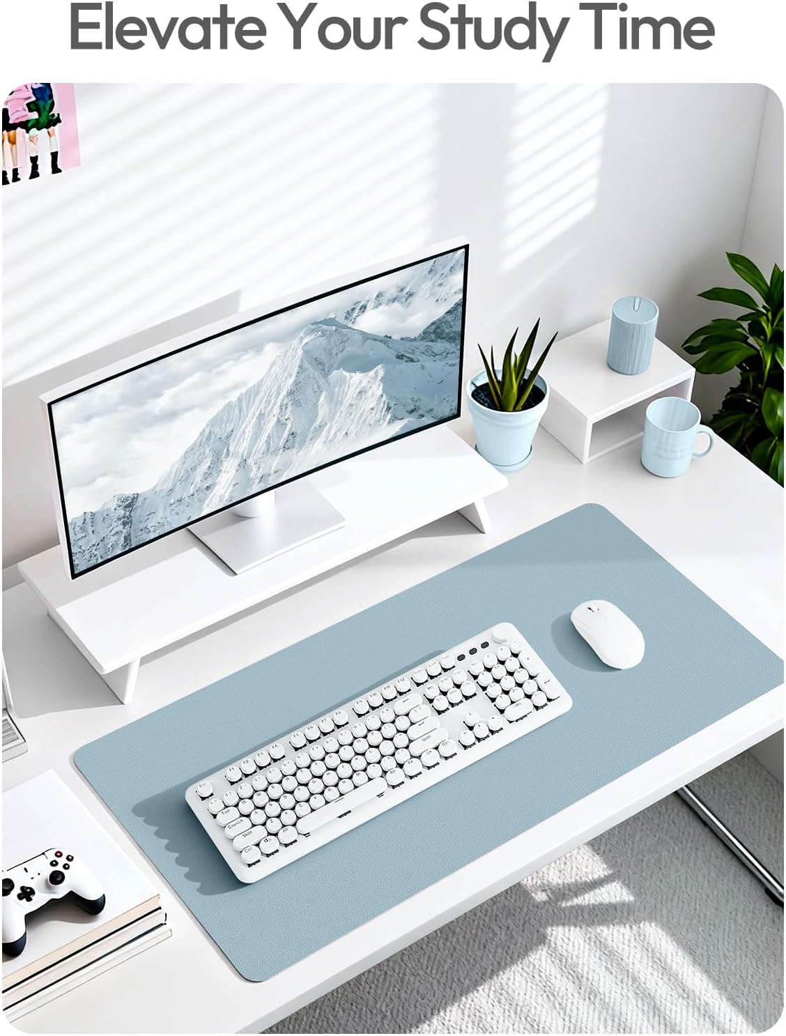 YSAGi Leather Desk Protector, Office Mat, Large Mouse Mat, Non-Slip PU Leather Blotter, Laptop Pad, Waterproof Writing Pad for Office and Home (Light Pink, 23.6" x 13.8") - Colors A