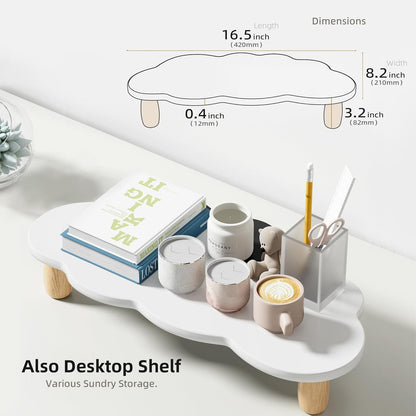 AFOOYO Monitor Stand Riser,Cloud Shape Wood Computer Monitor Stand, 16.5IN Monitor Stand Riser, Multi-Purpose Desktop Organizer Riser for Computer,Laptop,Printer,TV,Pink
