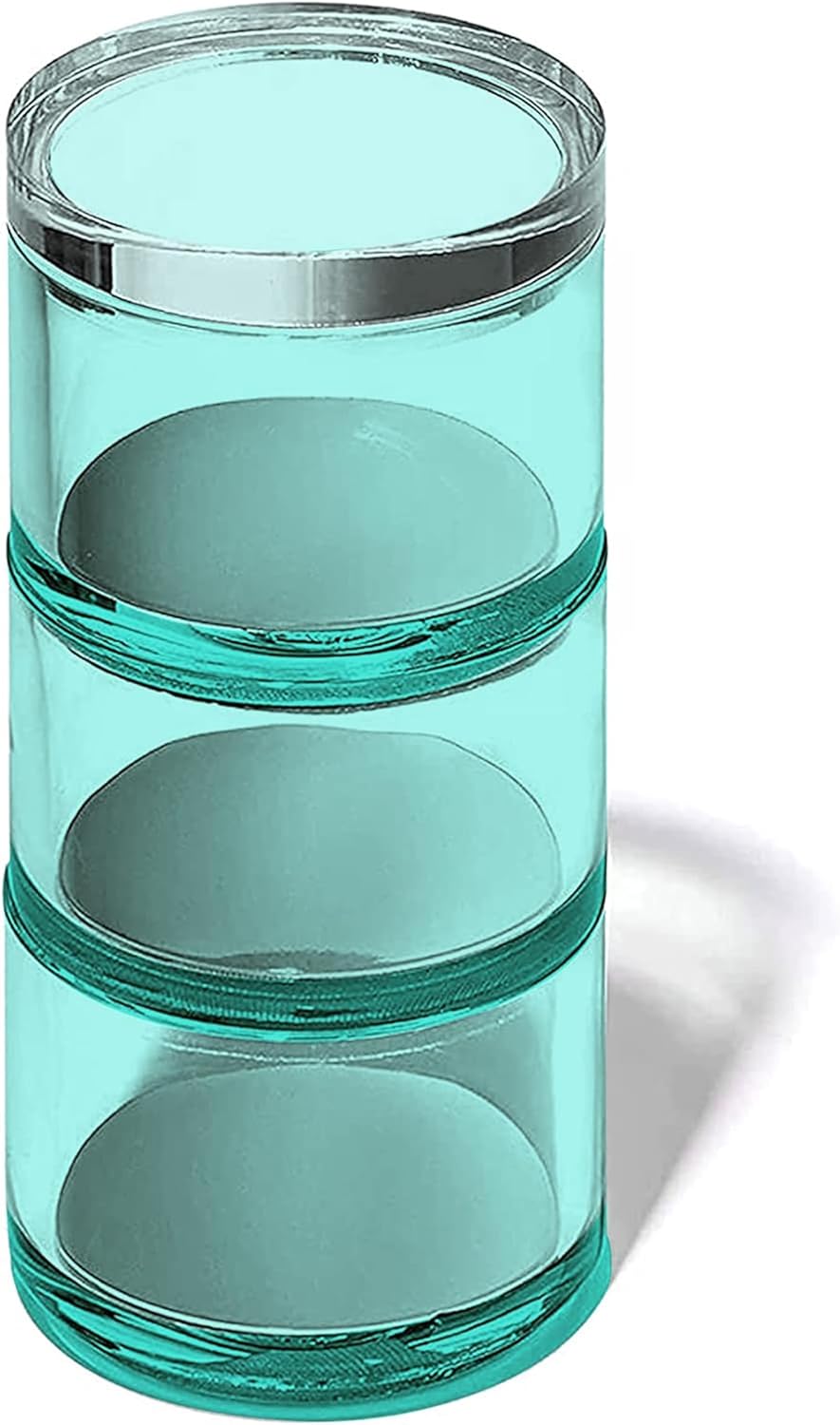 OfficeGoods 3-Tier Stackable Acrylic Holder- Stylish Desk Organizer and Storage for Office or Home – Transparent Round Design with Gold Metal Base