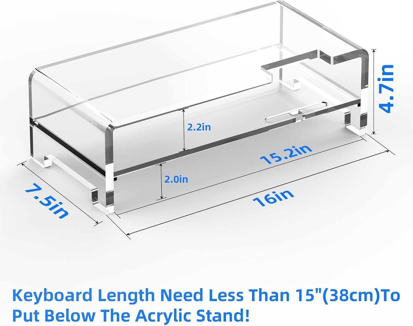 Acrylic Monitor Stand Riser Acrylic Laptop Stand for Desk Clear Computer Monitor Stand for Desk Accessories White Aesthetic Decorations for Office Home iMac Organizer