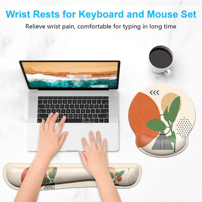 Dapesuom Keyboard Wrist Rest and Mouse Pad with Wrist Support, Cute Memory Foam Cushion for Keyboard and Mouse Set, Ergonomic Desktop Pad Rests with Non Slip Base for Easy Typing & Pain Relief, Pink