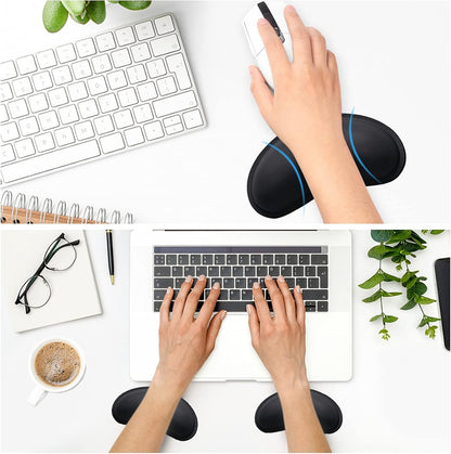 Dapesuom Keyboard Wrist Rest Set, Cute PU Leather Wrist Cushion for Computer Keyboard and Mousepad, Memory Foam Mouse Pad Rests Support with Non-Slip Base for Typing Pain Relief Laptop, Colonial White