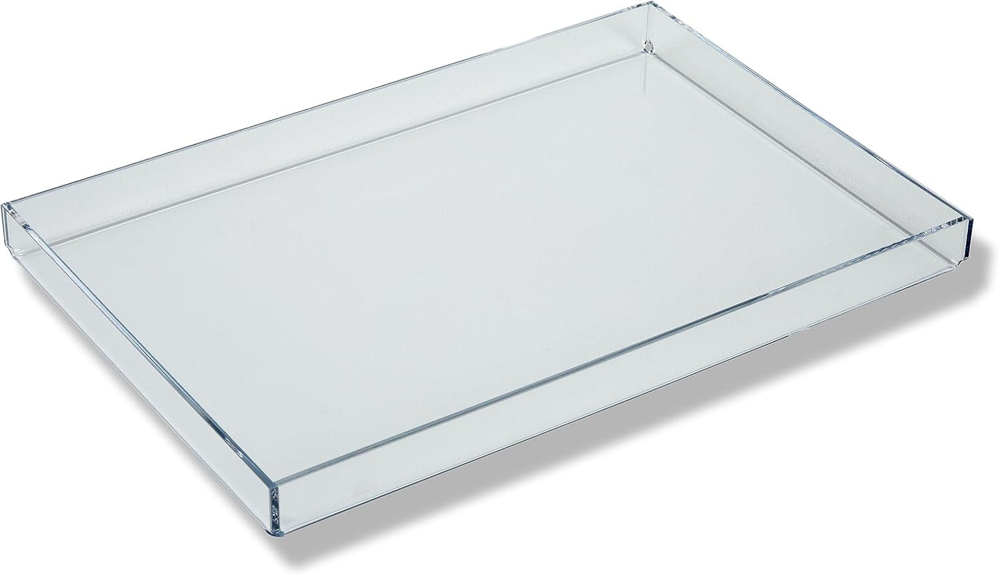 Clear Acrylic Organizer Tray, 12 x 12 Low-Profile Display & Vanity Tray – BPA-Free, Bathroom, Desk, Decor & Serving (Dry Use Only) - Made in USA