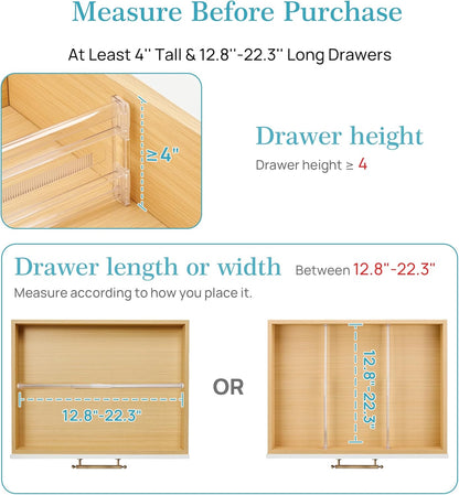 Vtopmart 8 Pack 6" Tall Upgrade Drawer Dividers for Big and Deep Drawer, 12.8"-22.3" Adjustable Expandable Dresser Drawer Organizer, Clear Plastic Separators for Dresser, Baby Supplies, Kitchenware