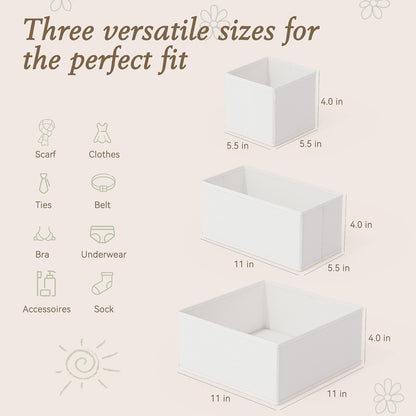 Criusia Drawer Organizer 18-Piece Set, Dresser Organizer for Baby Clothes, Foldable Closet Storage & Drawer Dividers for Underwear, Socks, Nursery (Beige)