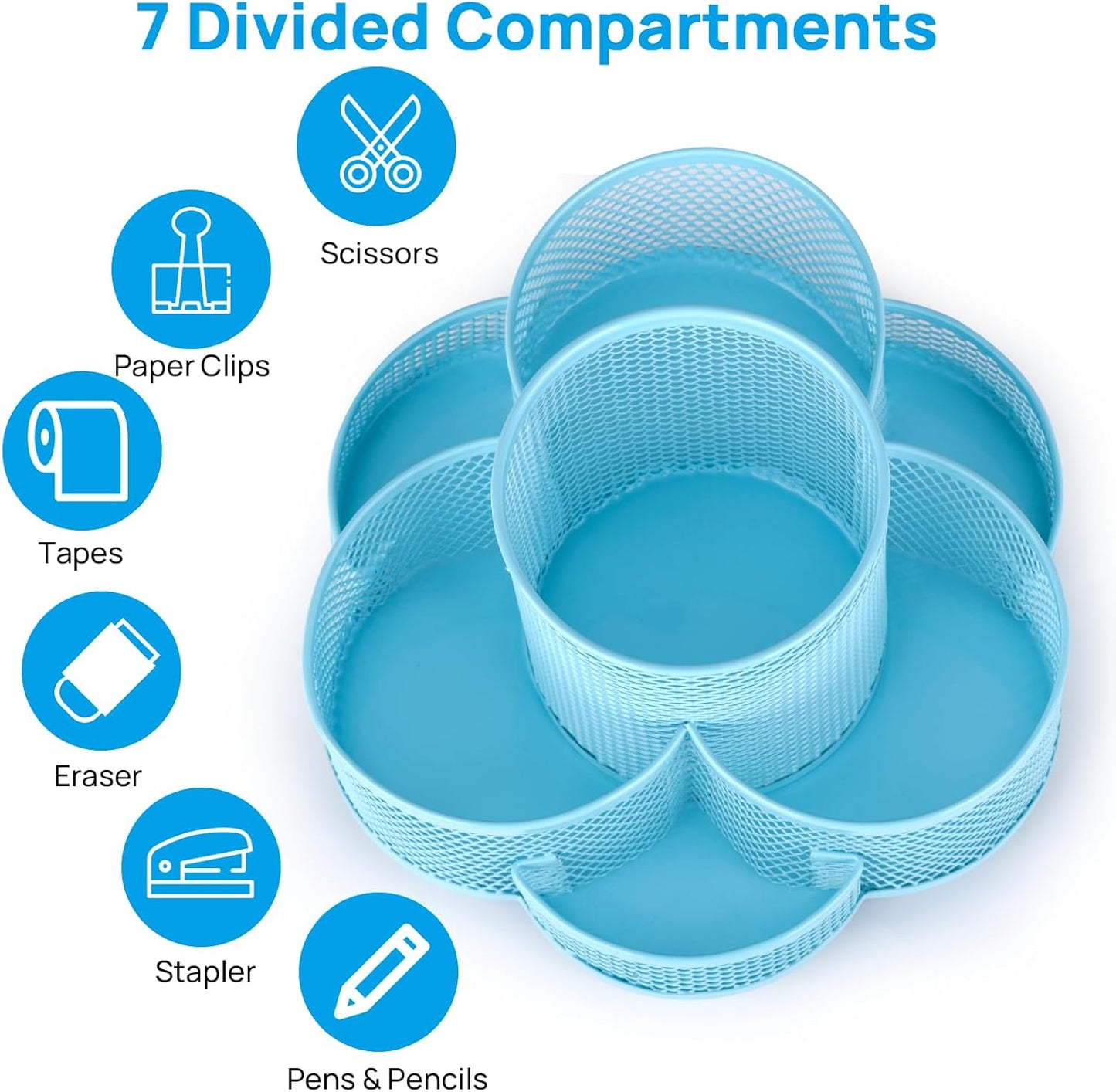 Topwey Pen Holder for Desk, 360 Rotating Pencil Holder, Cup Holder for Desk Office, Desk Organizers and Accessories in Black