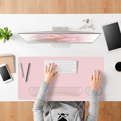 Green Desk Pad and Keyboard Wrist Rest, 3in1 Mousepad + Keyboard Wrist Rest+Mouse Wrist Rest for Home Office Table Computer Cover. (31.5×15.7,Green)