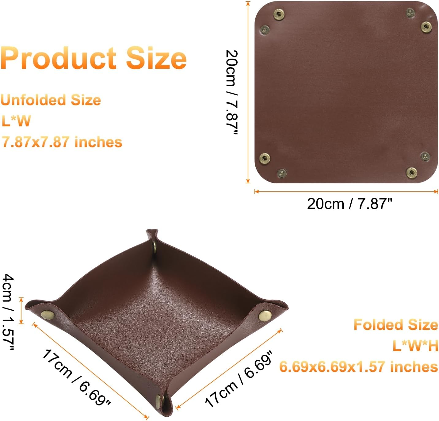 HARFINGTON 4pcs PU Leather Valet Tray Unisex Folding Small Catchall Tray Portable Entryway Table Tray Nightstand Bedside Desk Tray for Key Wallet Watch Coin Jewelry Dice, Pink