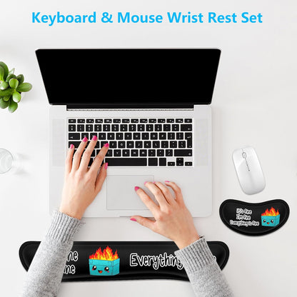 Dapesuom Enlarge Keyboard Wrist Rest, Memory Foam Wrist Cushion for Desk Mats Support, Cute Pain Relief Keyboard Mouse Pad Rests Set with Non-Slip Base for Gaming Laptop Office Computer, Green Leaf