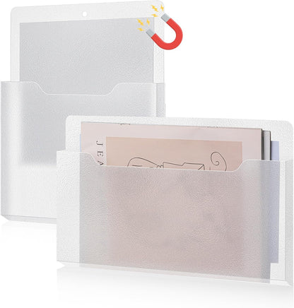 Feifeiya 2 Pcs Magnetic File Folder Wall Hanging Holder Large Pocket Paper Magazine Mail Organizer for Refrigerator Classroom Locker Whiteboard(Vertical,Purple Color,12.2 x 9.4 Inches)