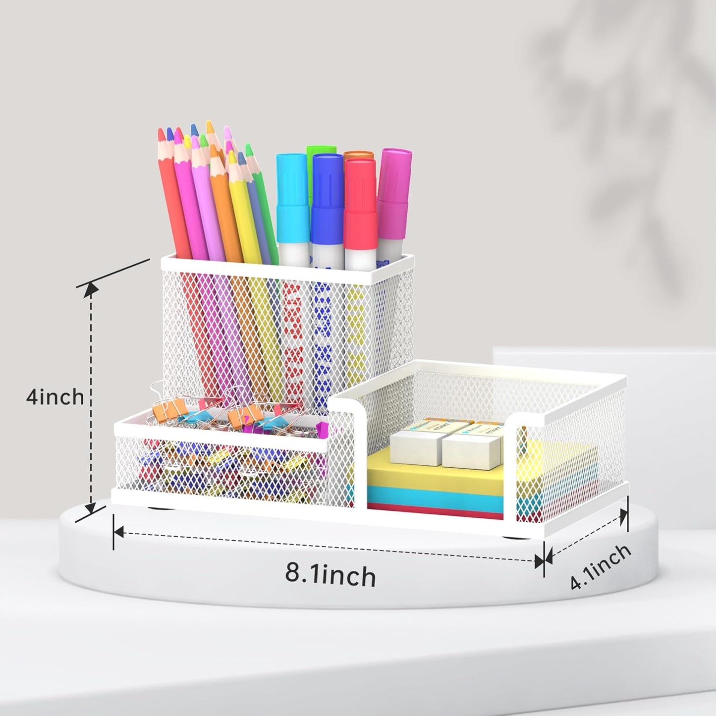 SUPEASY Pen Holder Desk Organizer, Office Supplies Pencil Holder with 3 Compartments, Desk Accessories and Workspace Organizers for Home School Classroom, Black